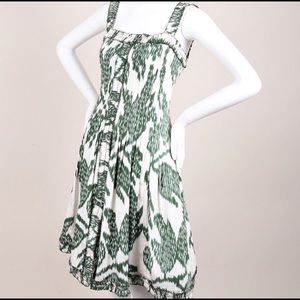 Oscar de la Renta Green Tulle Ikat Dress